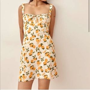 Reformation Women's White Jordy Lemon Print Mini Dress